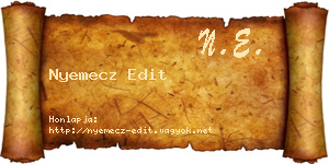 Nyemecz Edit névjegykártya